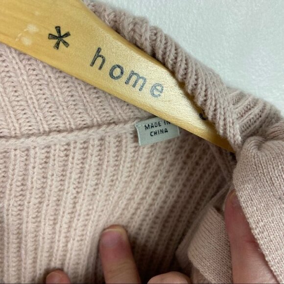 AllSaints Sura Tie Neck Wool Sweater Jumper Pink Size XS Shoulder Cutout Neutral - Picture 7 of 14